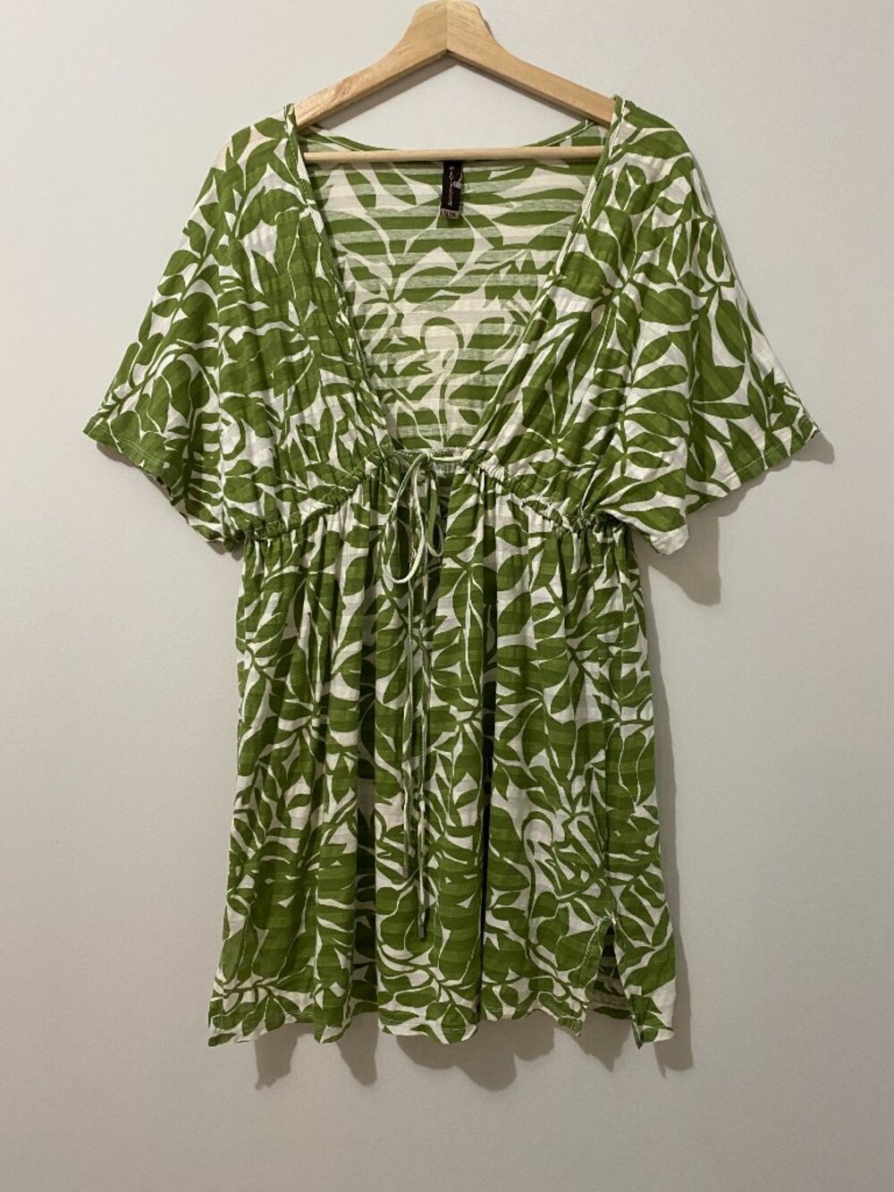 100% Cotton Printed Beach Coverup Tunic Botanical Vacation Resort Airy Swim Boho